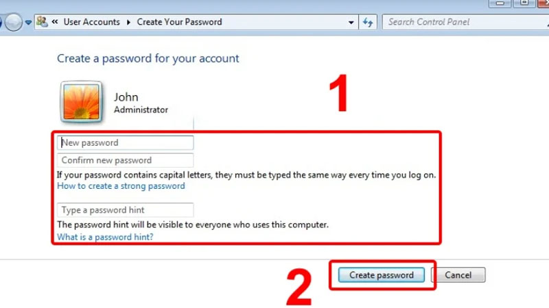Nhấn vào Manage another account để chọn tài khoản mà người dùng muốn thiết lập mật khẩu Chọn tài khoản mà người dùng muốn thiết lập mật khẩu