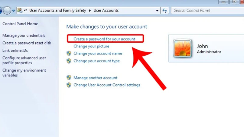 Nhấp chuột chọn tiếp mục User Accounts Chọn tiếp User Accounts
