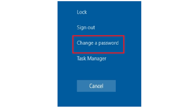 Nhấp chuột chọn mục Change a password Chọn mục Change a password