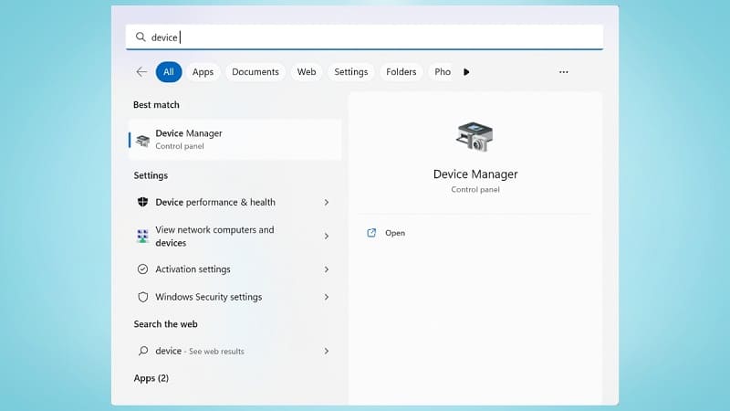 Bấm chuột phải để thực hiện mở Device Manager Bấm chuột phải để mở mục Device Manager