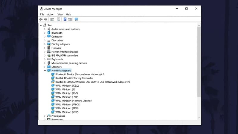 Tìm dòng có chứa chữ “Wireless" Tìm dòng có chứa chữ “Wireless" tại Network adapters