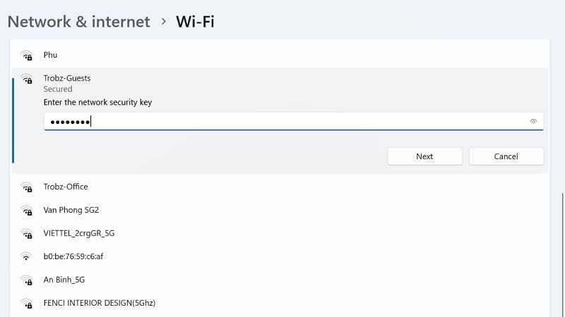 Chọn tên WiFi bạn muốn cài đặt Chọn tên WiFi bạn muốn cài đặt cho thiết bị