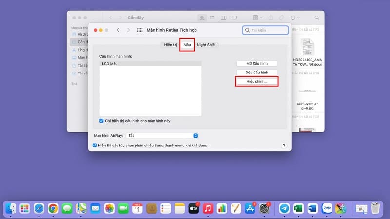 Chọn cấu hình màu có sẵn hoặc bấm vào Calibrate