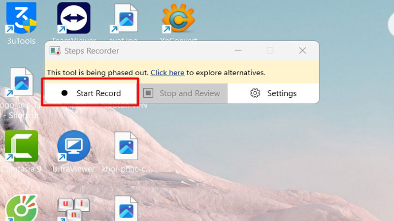 Nhấn Start Record để bắt đầu ghi lại quá trình Nhấn Start Record