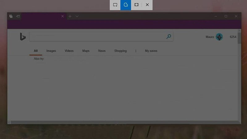 Một menu nhỏ sẽ xuất hiện ở phía trên cùng màn hình để bạn tùy chọn kiểu chụp màn hình Màn hình máy tính sẽ mờ đi và có một menu nhỏ xuất hiện