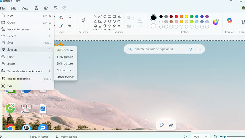 Chọn Save As và chọn định dạng ảnh bạn muốn Chọn Save As