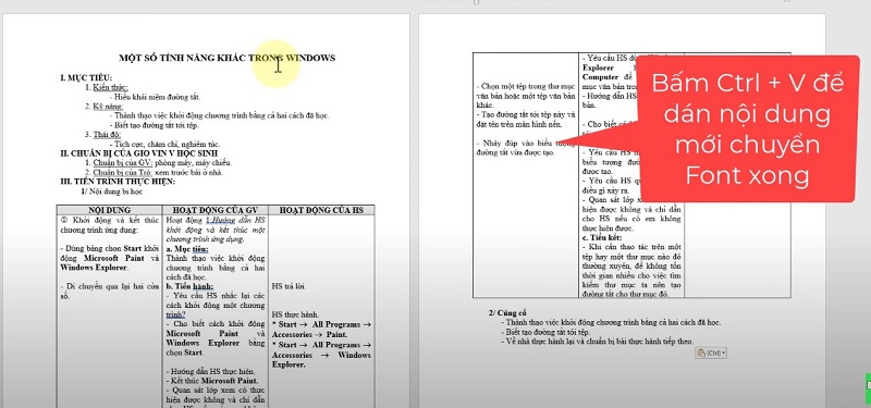 Dán lại nội dung bạn sẽ có được văn bản với phông chữ mới