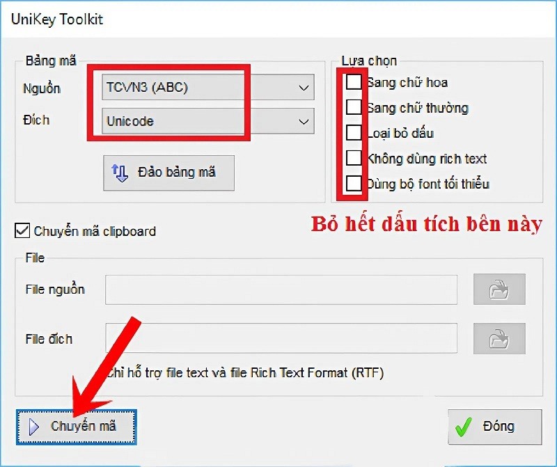 Lựa chọn các thiết lập như trong hình để chuyển phông