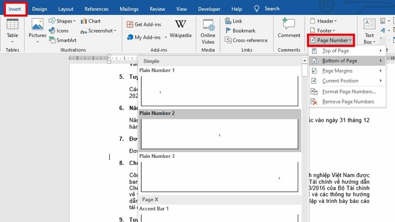 Bạn cần chèn số trang cho tài liệu