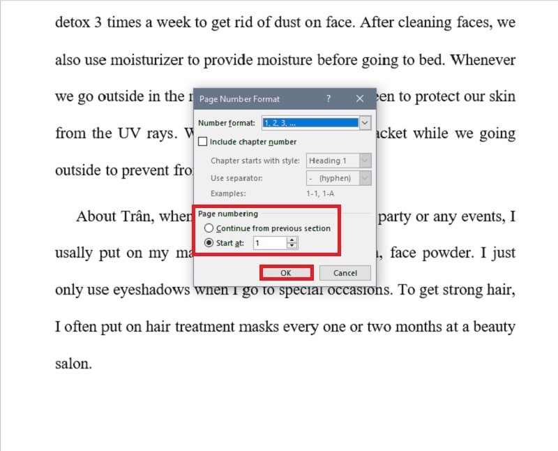 Tại bảng xuất hiện bạn hãy bấm chọn số 1