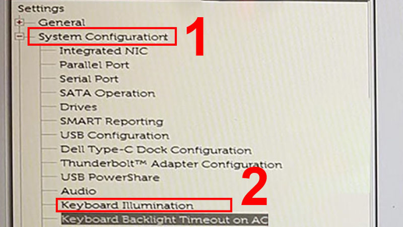 Chọn vào Keyboard Illumination 