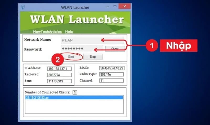 Cách phát wifi nhờ Wlan Launcher cực nhanh chóng Phát wifi trên laptop nhờ Wlan Launcher cực nhanh chóng