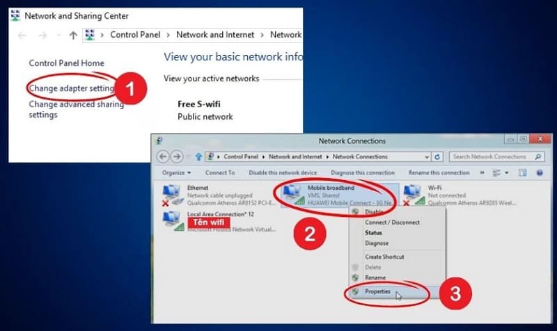 Bấm chọn Properties và tiến hành theo hướng dẫn Bấm chọn Properties và làm theo hướng dẫn