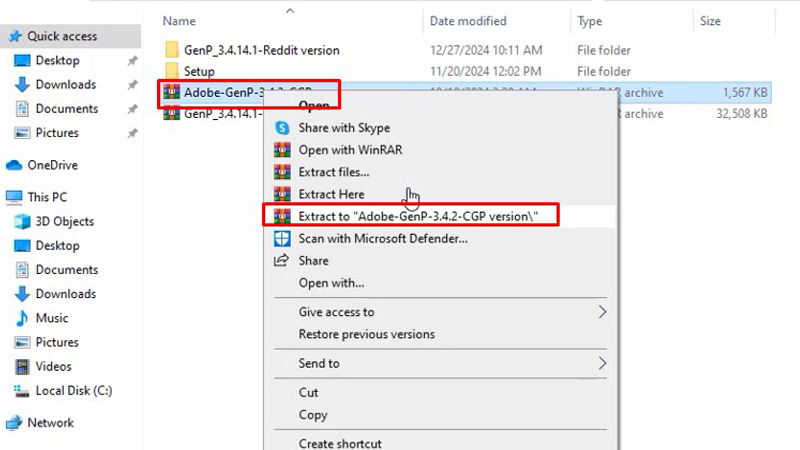 Giải nén thư mục có tên Adobe-GenP-3.4.2-CGP