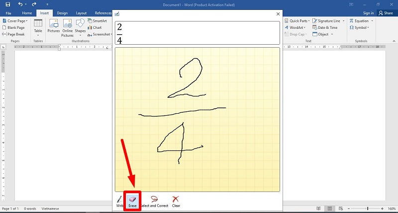 Chọn công cụ Erase nếu vẽ sai