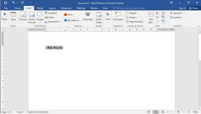Nhập công thức phân số theo hưỡng dẫn
