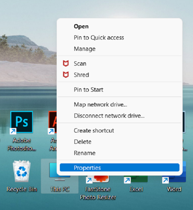 Nhấp chuột chọn Properties Chọn Properties