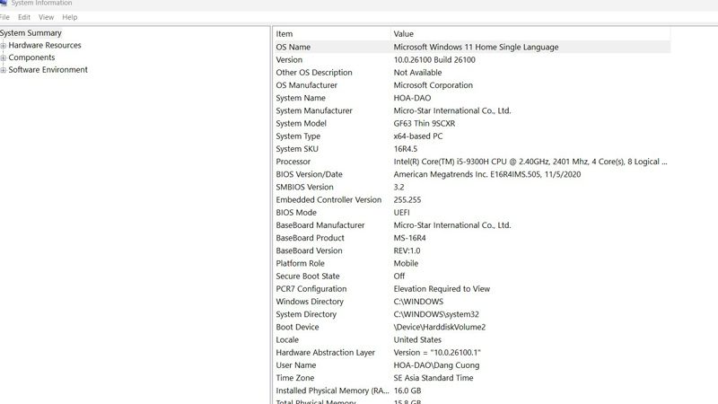 Nhấn Enter để xem được toàn bộ thông tin máy tính Nhấn Enter để xem được cấu hình máy