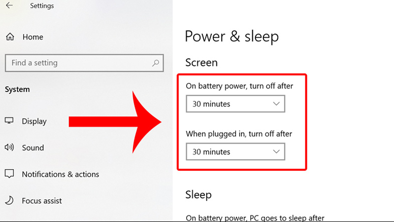 Thực hiện cài đặt thời gian trong mục Screen Cài đặt thời gian được thực hiện trong mục Screen