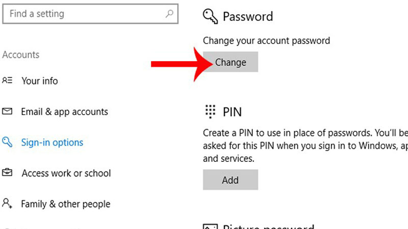 Bấm vào Sign-in options