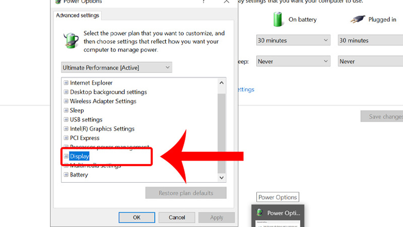 Chọn Display để xuất hiện thêm các cài đặt Chọn Display