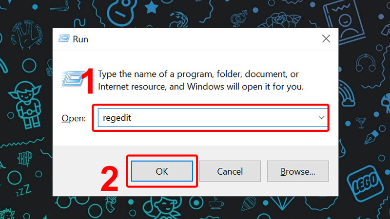Nhập dòng chữ Regedit vào ô hiển thị trên màn hình Nhập Regedit vào ô hiển thị trên màn hình