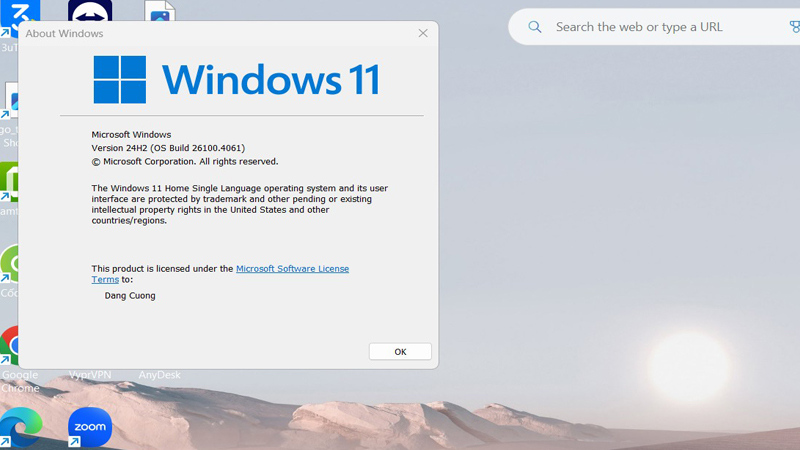 Một cửa sổ nhỏ sẽ hiện lên cho bạn biết chính xác phiên bản Windows Một cửa sổ nhỏ hiện lên cho bạn biết chính xác phiên bản Windows