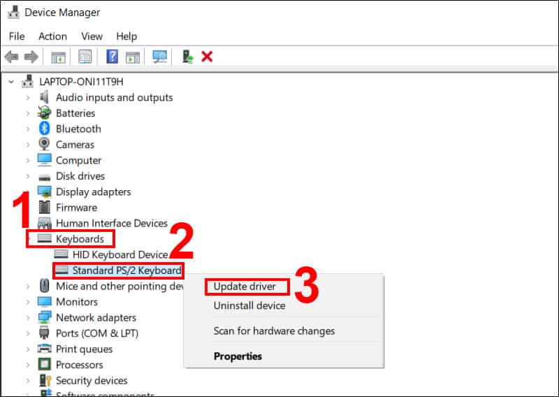 Cập nhật driver bàn phím để khắc phục lỗi nhận diện phần cứng Dùng công cụ sửa lỗi tự động có sẵn trong Windows