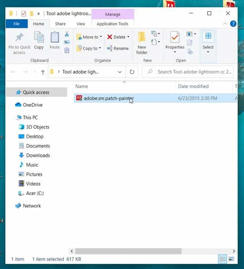 Chạy file adobe.snr.patch-painter.exe trong thư mục giải nén ban đầu Chạy file adobe.snr.patch-painter.exe trong thư mục giải nén ban đầu