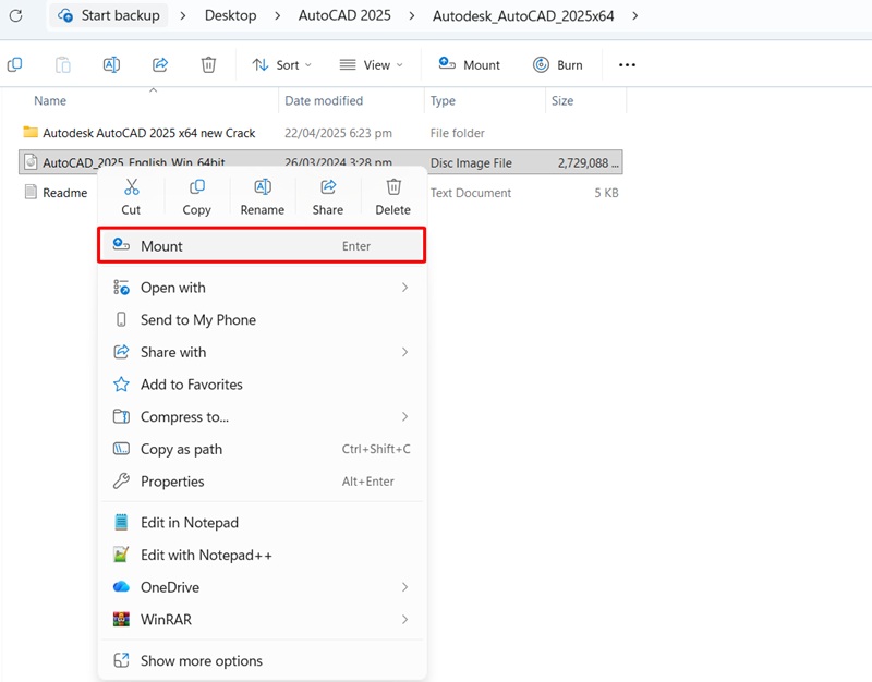 Chạy file AutoCAD_2025_English_Win_64bit để Mount AutoCAD 2025 Chạy file AutoCAD_2025_English_Win_64bit để Mount AutoCAD 2025