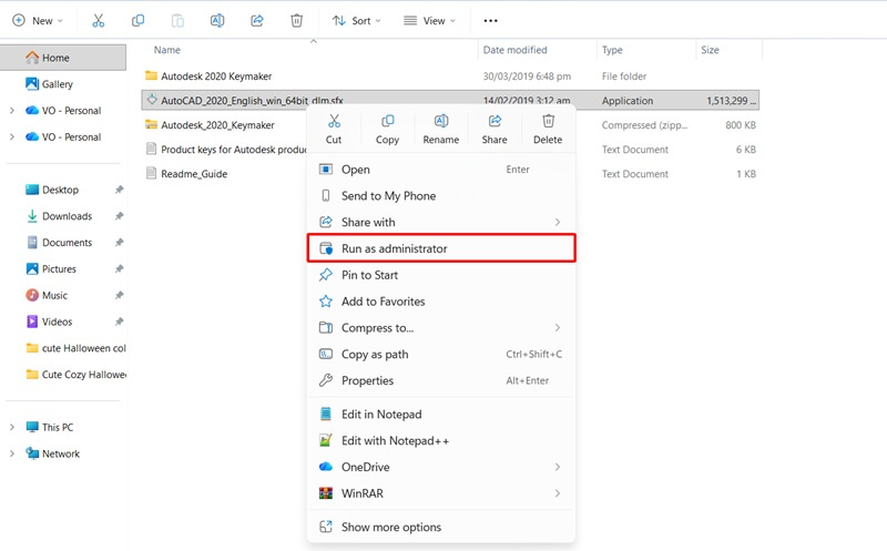 Chạy file cài AutoCAD 2020 dưới quyền Admin Chạy file cài AutoCAD 2020 dưới quyền Admin