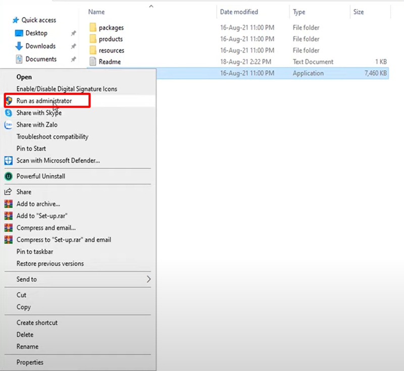 Chạy file Setup Adobe Premiere Pro 2021 dưới quyền Admin Chạy file Setup Adobe Premiere Pro 2021 dưới quyền Admin