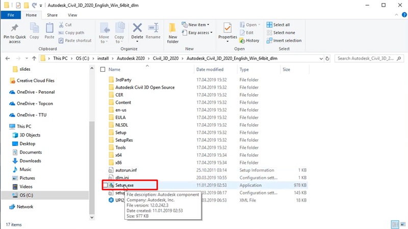 Chạy file Setup Civil 3D 2020 dưới quyền Admin Chạy file Setup Civil 3D 2020 dưới quyền Admin