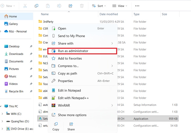 Chạy file Setup.exe AutoCAD 2016 Chạy file Setup.exe AutoCAD 2016