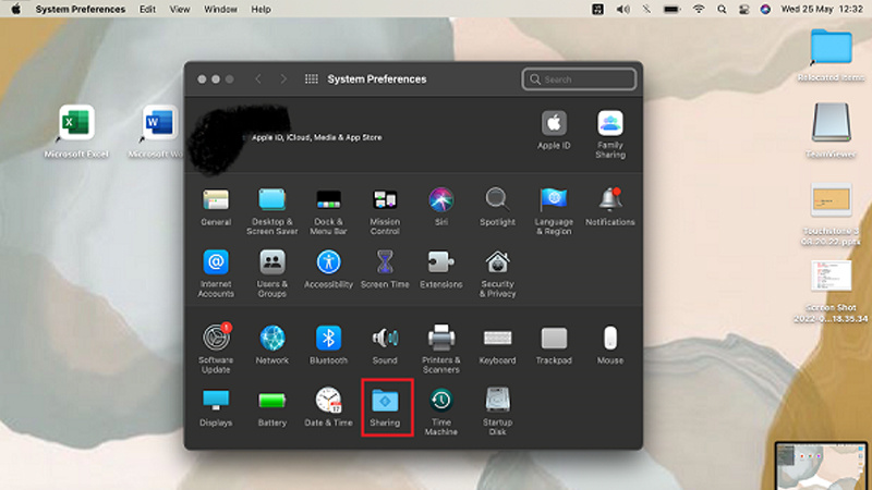 Nhấp chuột chọn Sharing Chọn Sharing