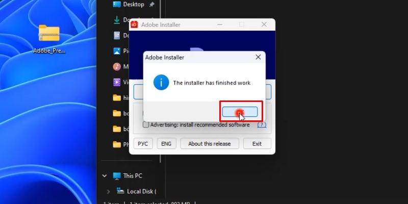 Chờ đợi việc cài đặt được hoàn tất bấm OK