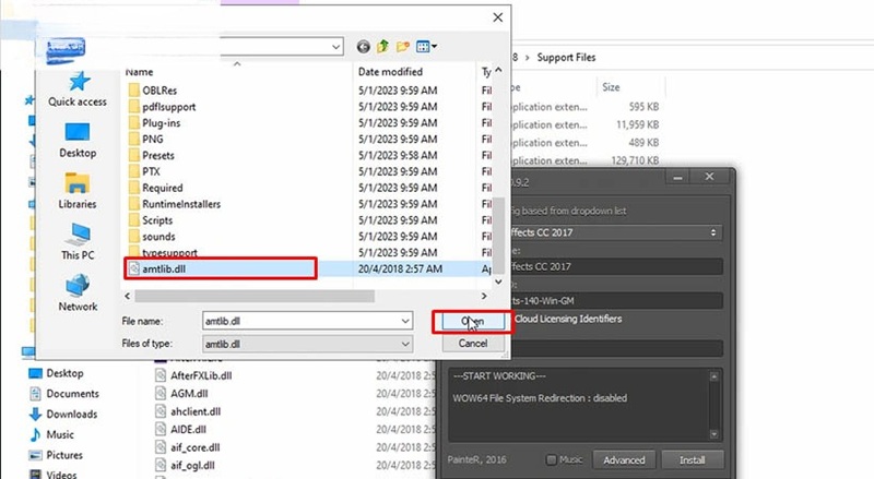 Chọn file amtlib.dll và nhấn Open Chọn file amtlib.dll và nhấn Open