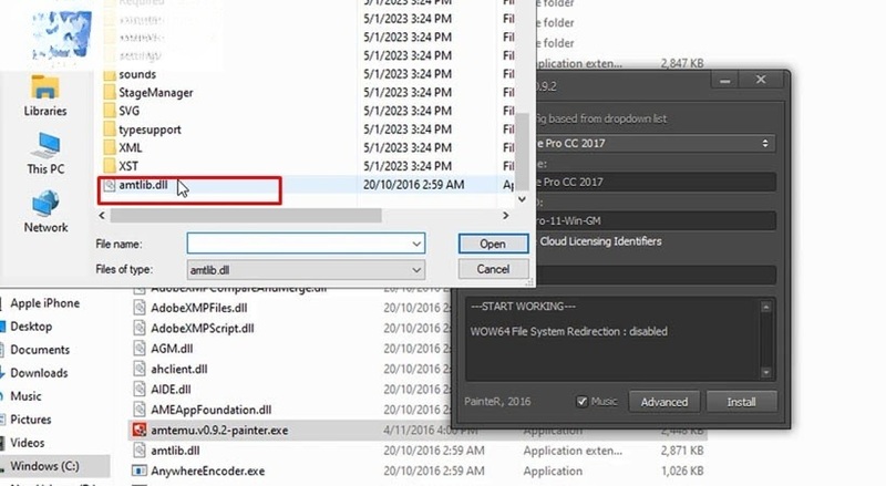 Vào thư mục Adobe Premiere Pro CC 2018 chạy file “amtlib.dll” để hoàn tất kích hoạt Vào thư mục Adobe Premiere Pro CC 2018 chạy file “amtlib.dll” để hoàn tất kích hoạt