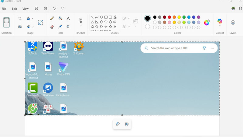 Bấm tổ hợp phím Ctrl + V để dán ảnh màn hình vừa chụ Bấm tổ hợp phím Ctrl + V