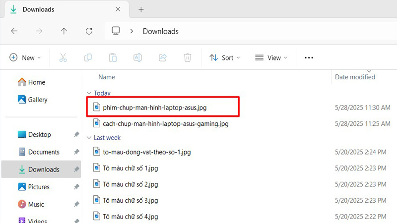 Vào mục Download để xem ảnh màn hình vừa chụp Vào mục Download để xem ảnh vừa chụp