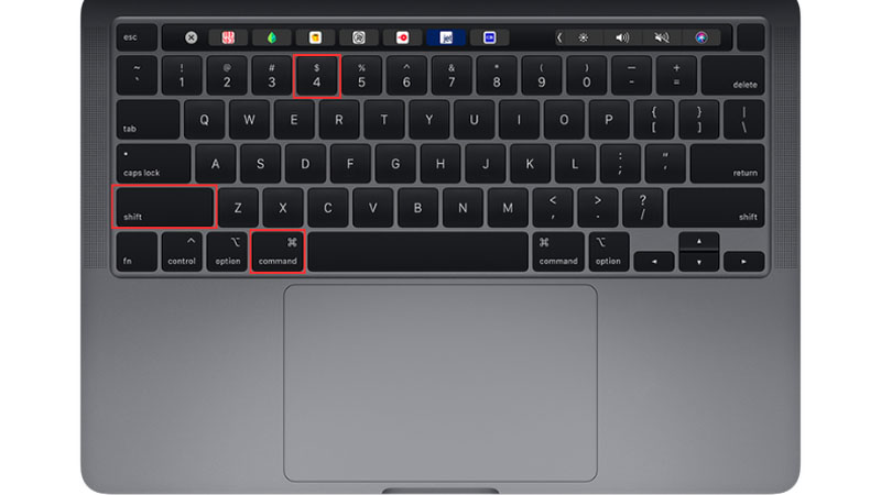 Nhấn Shift + Command + 4 để chụp một phần màn hình Nhấn Shift + Command + 4