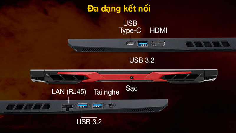 Máy được trang bị đủ loại cổng kết nối Đa dạng cổng kết nối