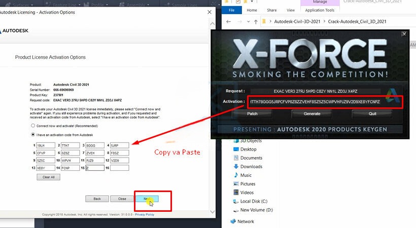 Copy đoạn Activation Key dán vào mục I Have An Activation Code Copy đoạn Activation Key dán vào mục I Have An Activation Code