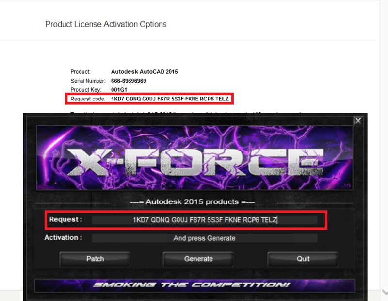 Copy dòng Request code dán vào ô Request của KeyGen Copy dòng Request code dán vào ô Request của KeyGen