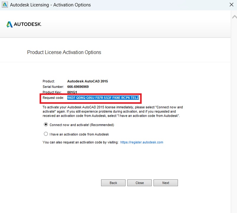 Copy dòng Request code trên AutoCAD 2015 Copy dòng Request code trên AutoCAD 2015