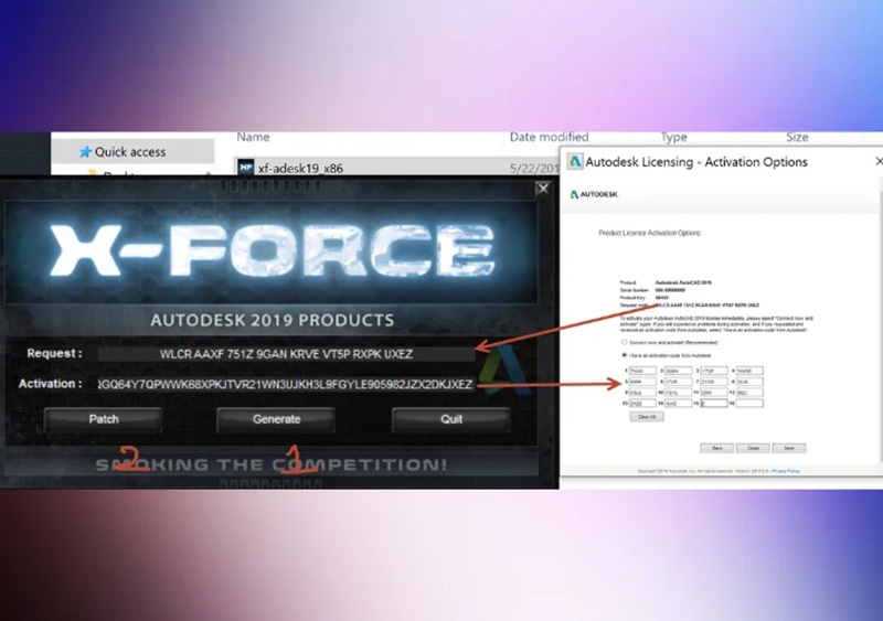 Copy Request code ở bước 7 dán vào X-Force rồi nhấn Generate và sau đó nhấn Patch Copy Request code ở bước 7 dán vào X-Force rồi nhấn Generate và sau đó nhấn Patch