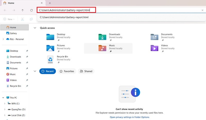 Dán đường dẫn mới copy vào thanh địa chỉ của This PC và nhấn Enter