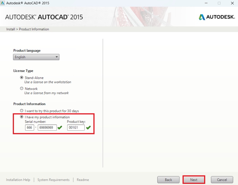 Điền thông tin Serial number và Product key rồi bấm Next Điền thông tin Serial number và Product key rồi bấm Next