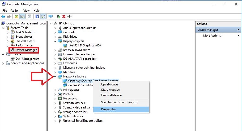 Cập nhật driver card mạng để sửa lỗi laptop