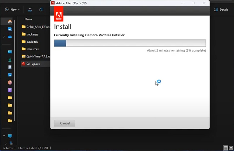 Chờ vài phút để cài đặt After Effects CS6 Chờ vài phút để cài đặt After Effects CS6
